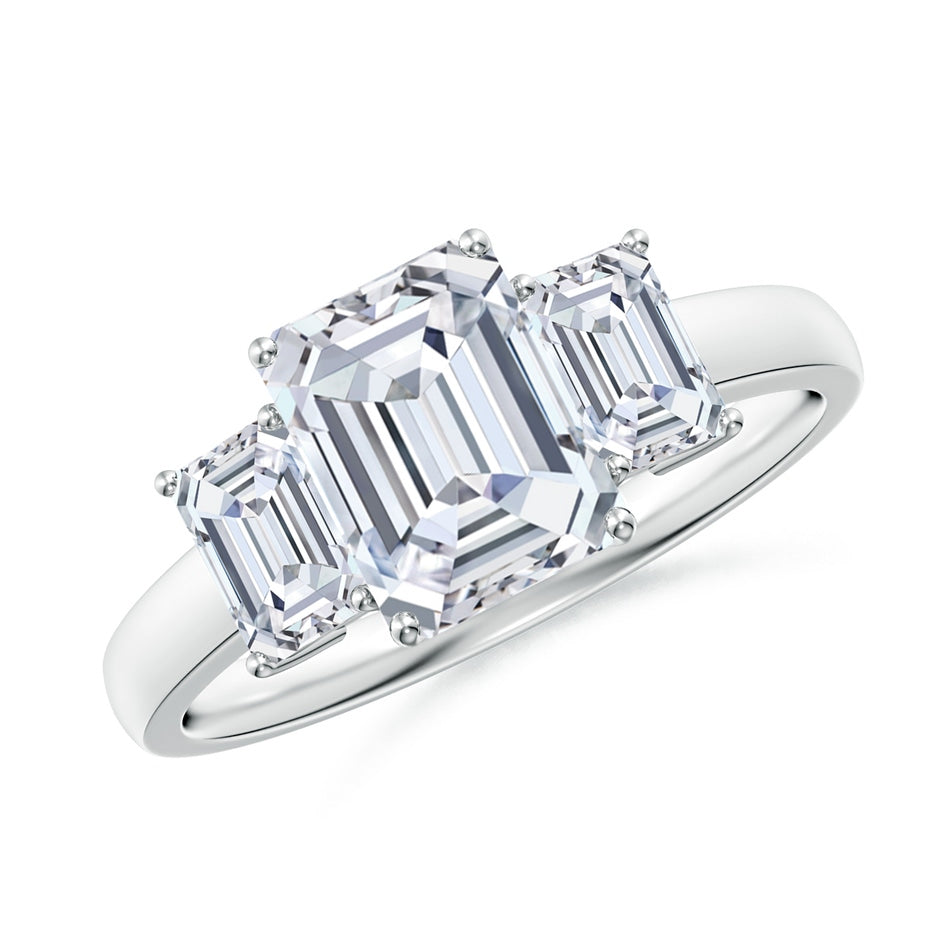 Lab-Grown Emerald-Cut Diamond Three Stone Ring