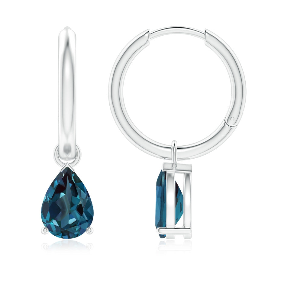 Pear-Shaped Lab-Grown Alexandrite Hinged Hoop Drop Earrings