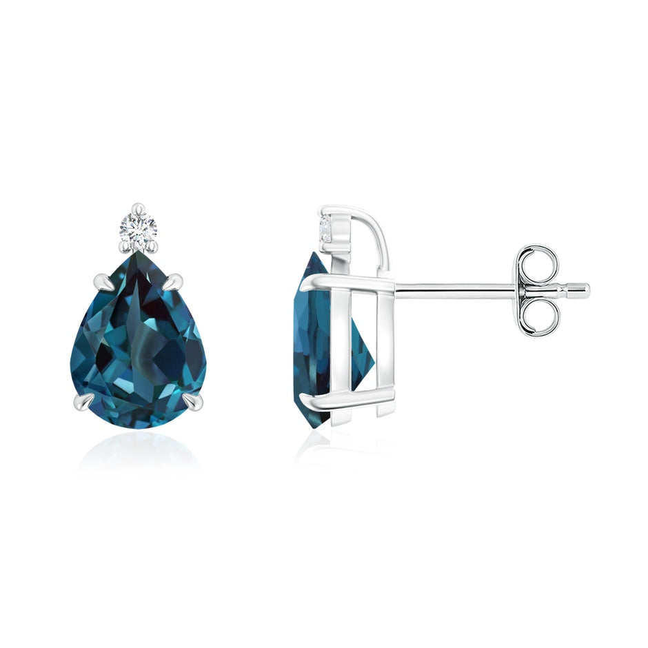 Classic Claw-Set Pear Lab-Grown Alexandrite Solitaire Stud Earrings