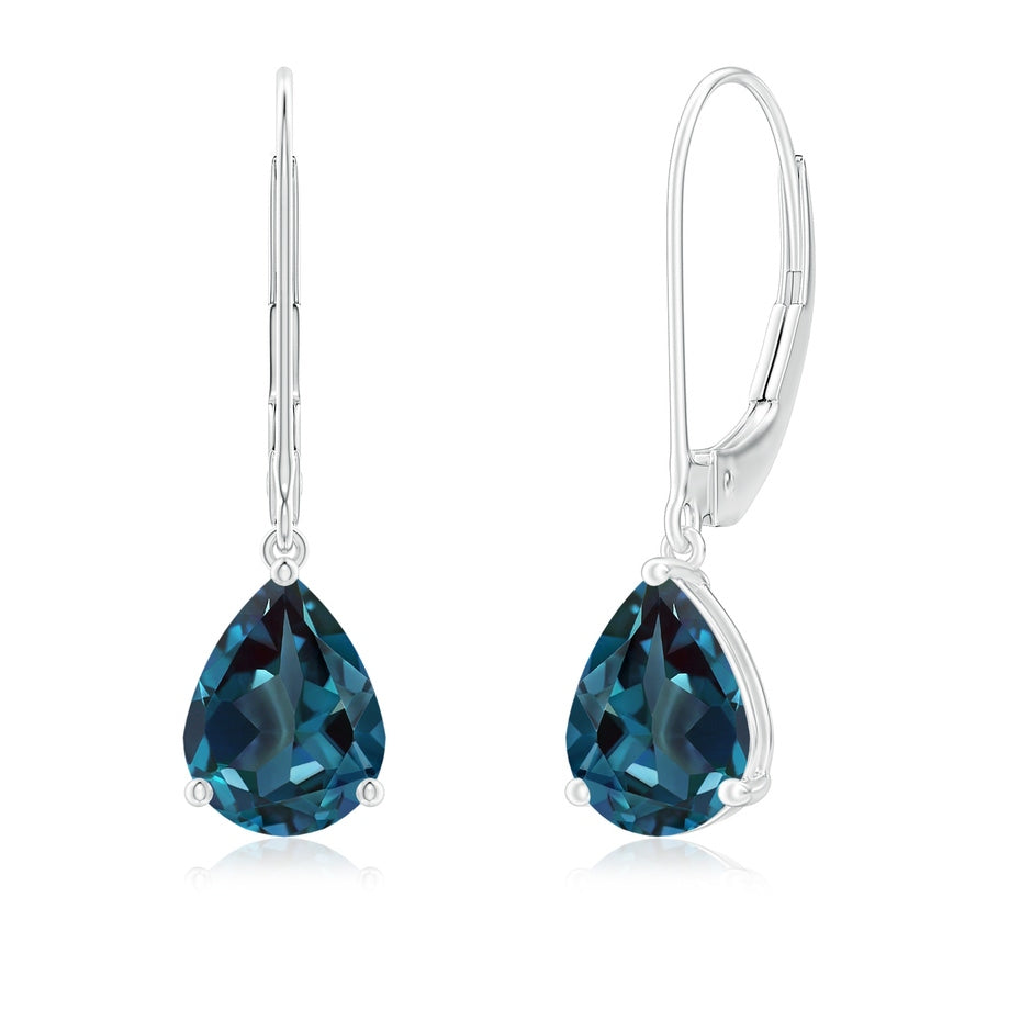 Solitaire Pear-Shaped Lab-Grown Alexandrite Leverback Earrings