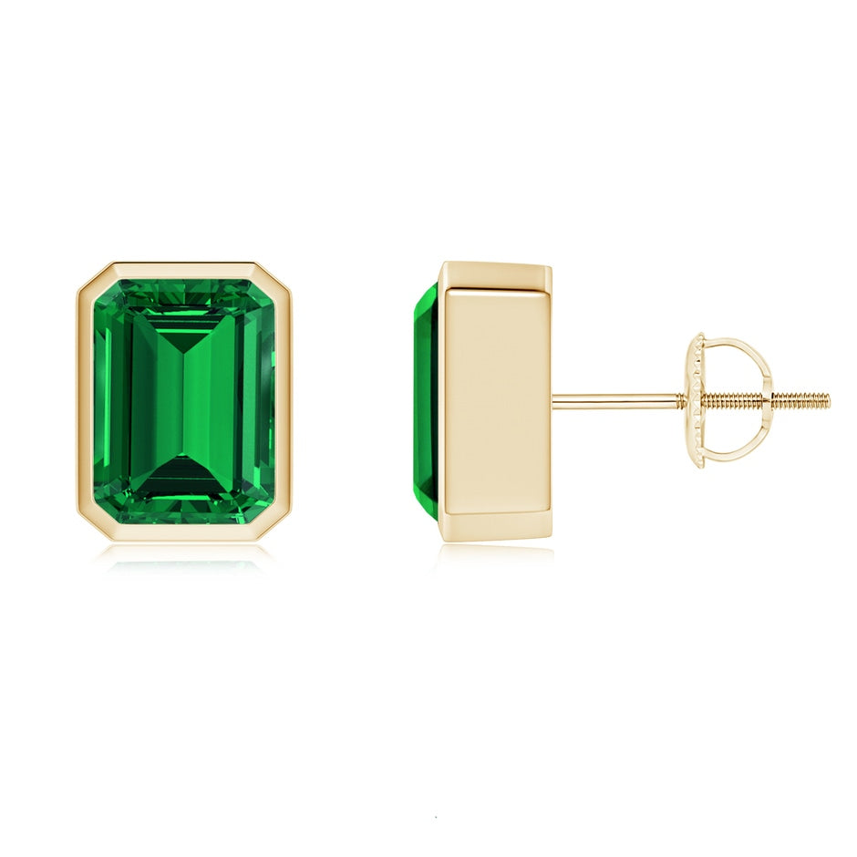 Lab-Grown Classic Emerald-Cut Emerald Solitaire Stud Earrings