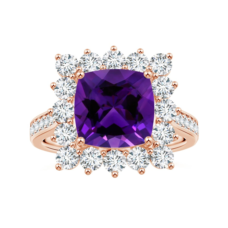 Princess Diana Inspired GIA Certified Cushion Amethyst Ring with Halo