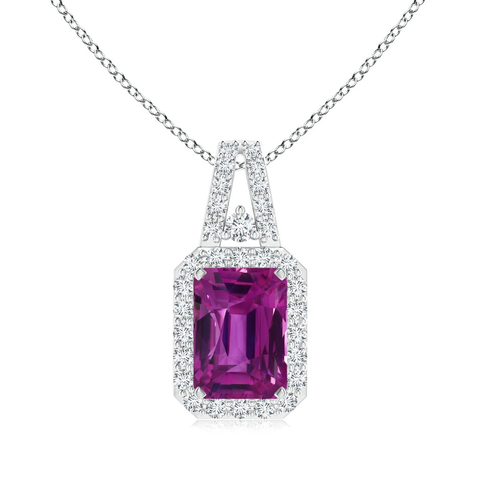 GIA Certified Octagonal Pink Sapphire Halo Pendant