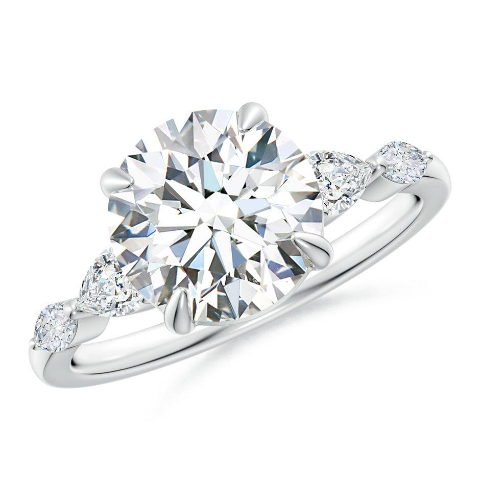 Claw-Set Round Lab-Grown Diamond Side Stone Engagement Ring