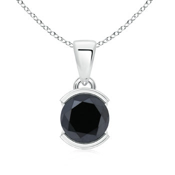 Semi Bezel-Set Round Enhanced Black Diamond Solitaire Pendant