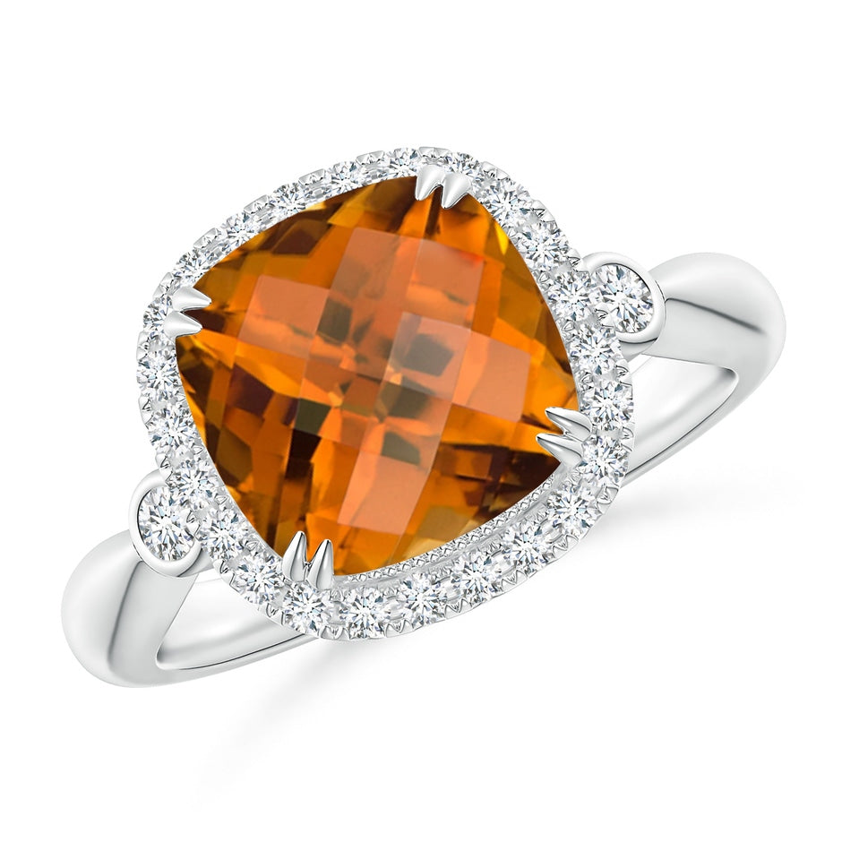 GIA Certified Cushion Orange Zircon Ring