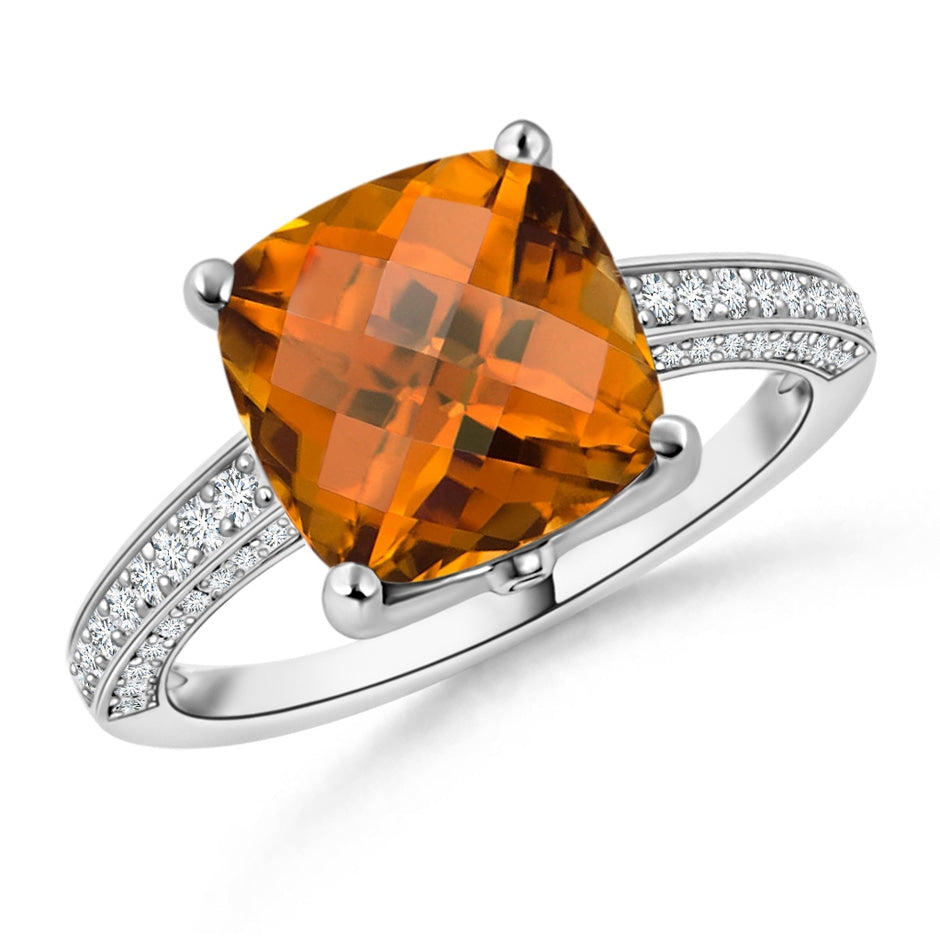 GIA Certified Cushion Orange Zircon Cocktail Ring