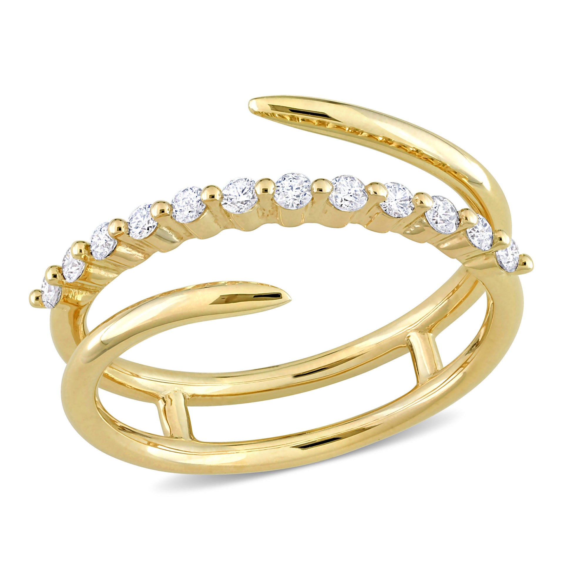 1/4 CT TW Diamond Coil Ring in 10K Yellow Gold