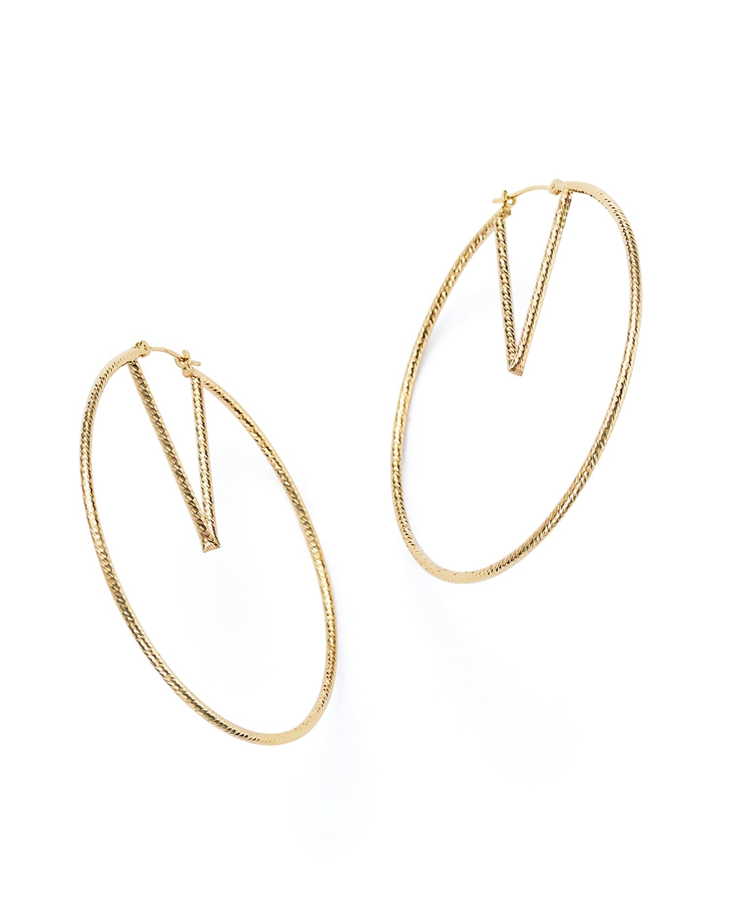 14K Yellow Gold V-Hoop Earrings - Exclusive