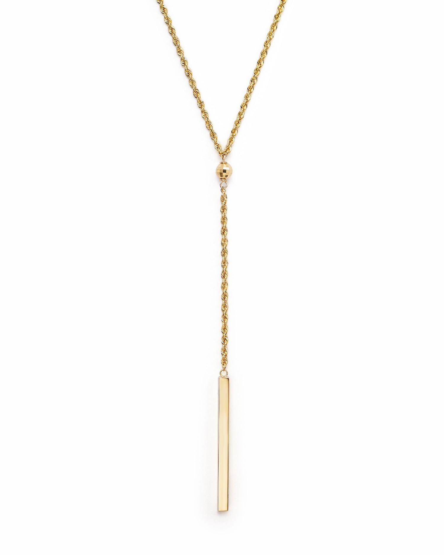 14K Yellow Gold Rope Chain Bar Drop Necklace, 18' - Exclusive