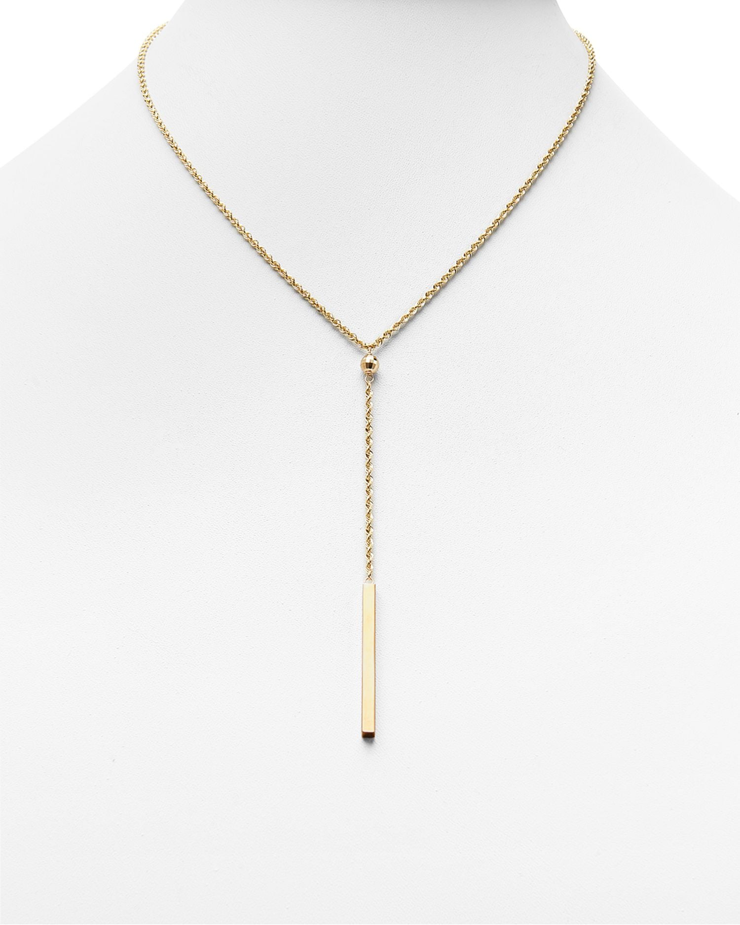 14K Yellow Gold Rope Chain Bar Drop Necklace, 18' - Exclusive
