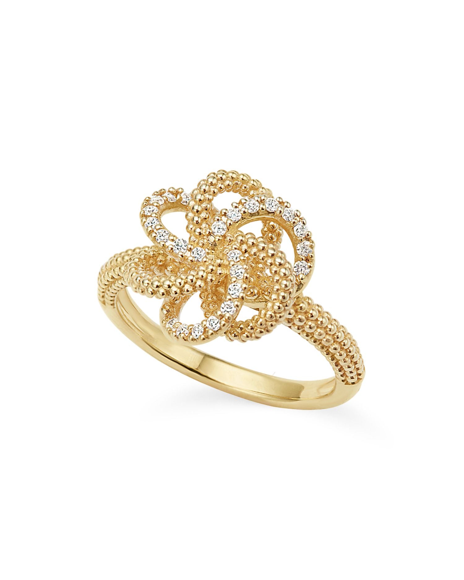 18K Gold Love Knot Ring with Diamonds