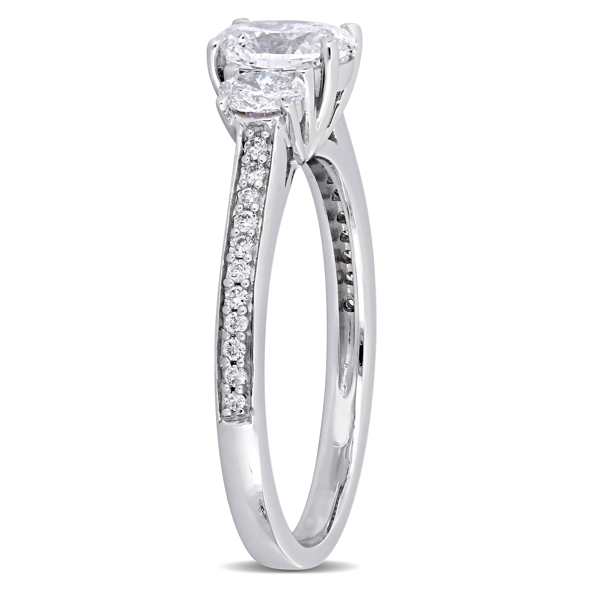 Mimi & Max 1 1/10ct TW Oval Round-cut 3-stone Engagement Ring 14k White Gold