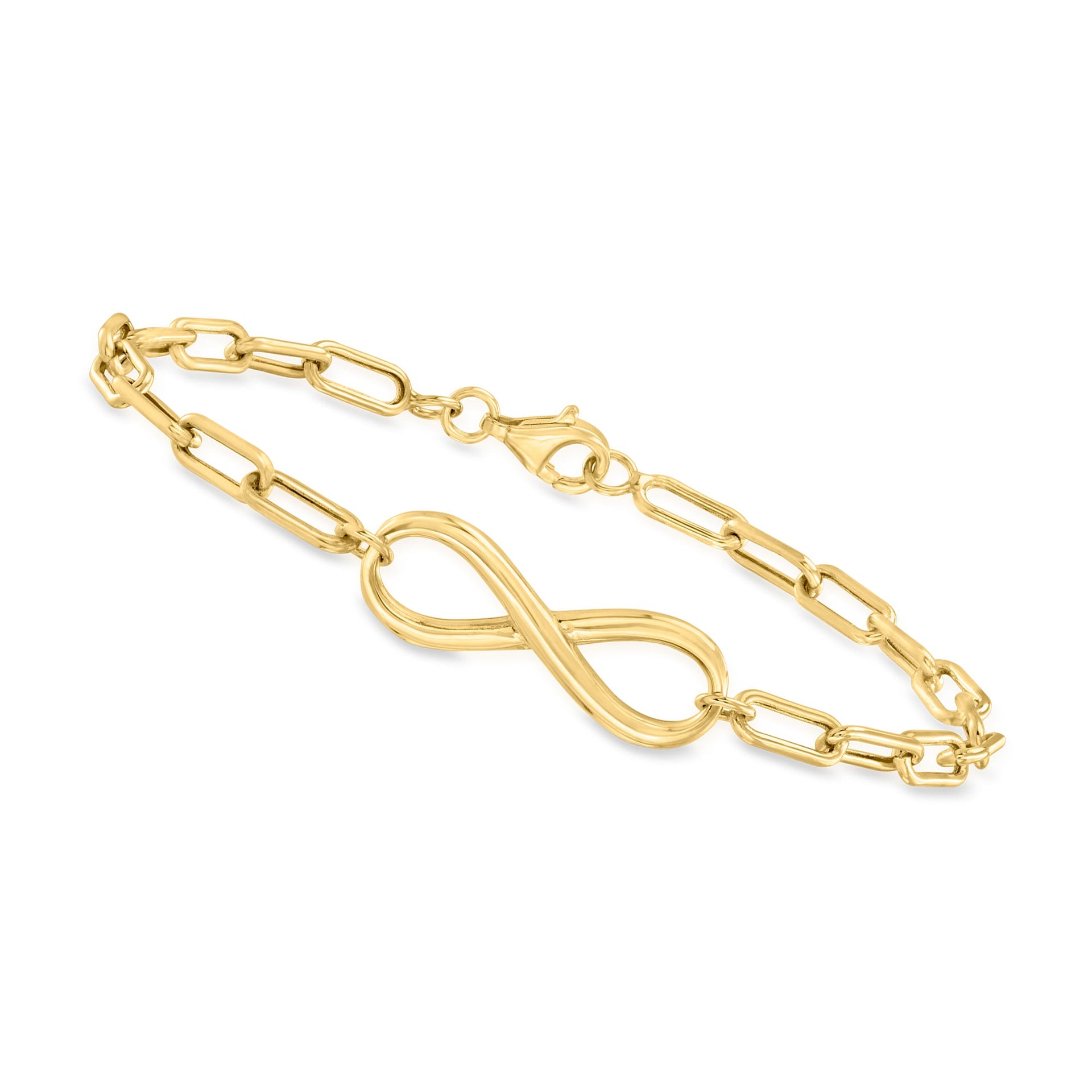 10kt Yellow Gold Infinity Symbol Paper Clip Link Bracelet