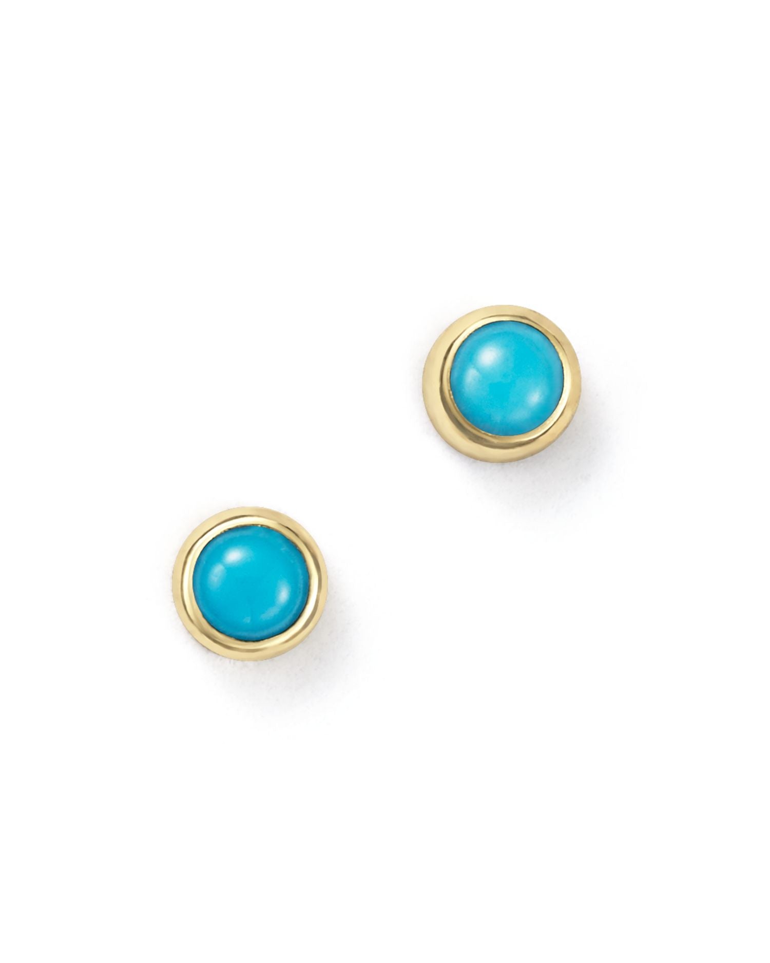 14K Yellow Gold and Bezel Turquoise Stud Earrings