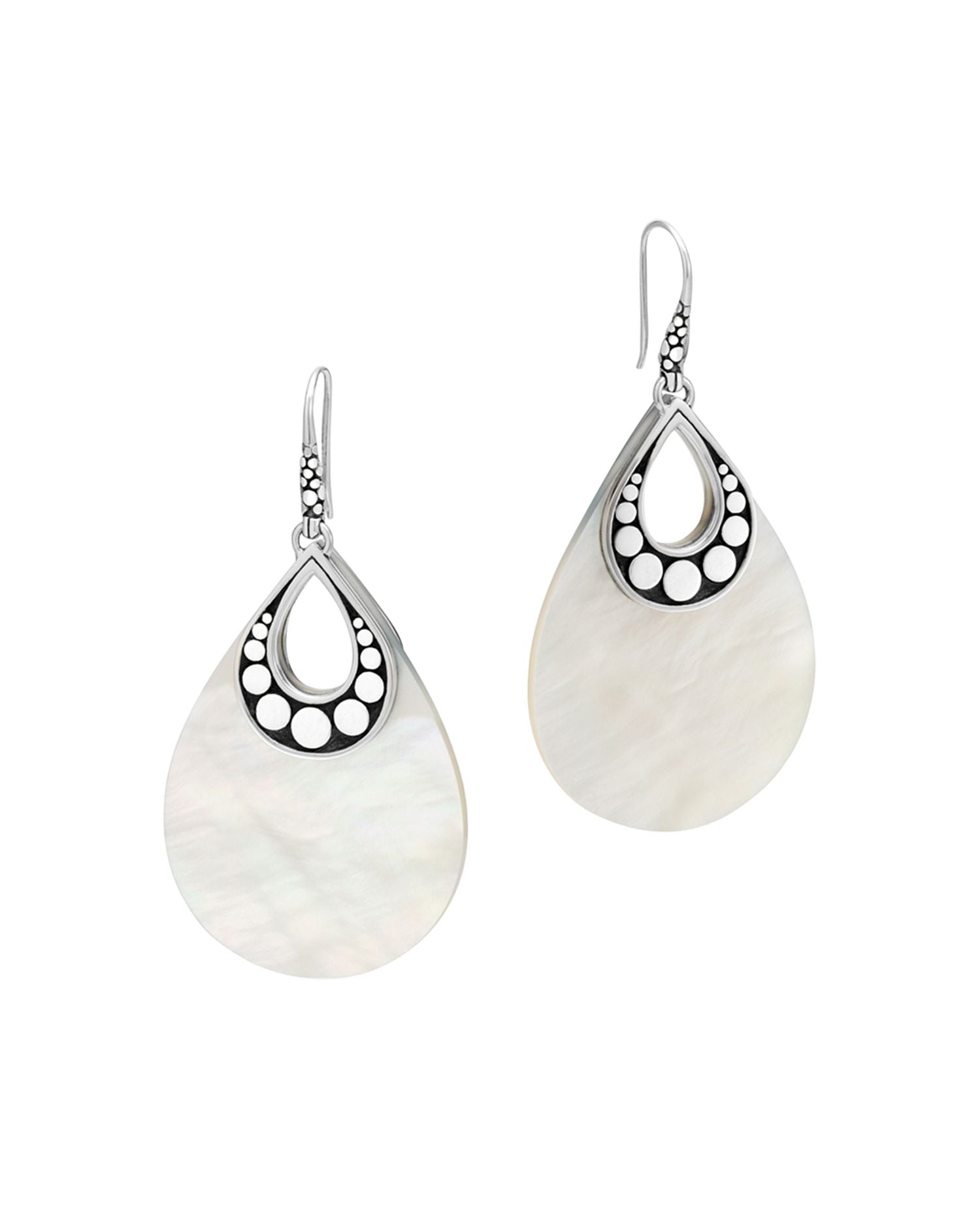 Sterling Silver Dot Drop Earrings with Mother-of-Pearl
