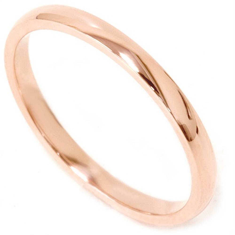 2mm 14K Rose Gold Comfort Fit Plain Wedding Band Size Selectable