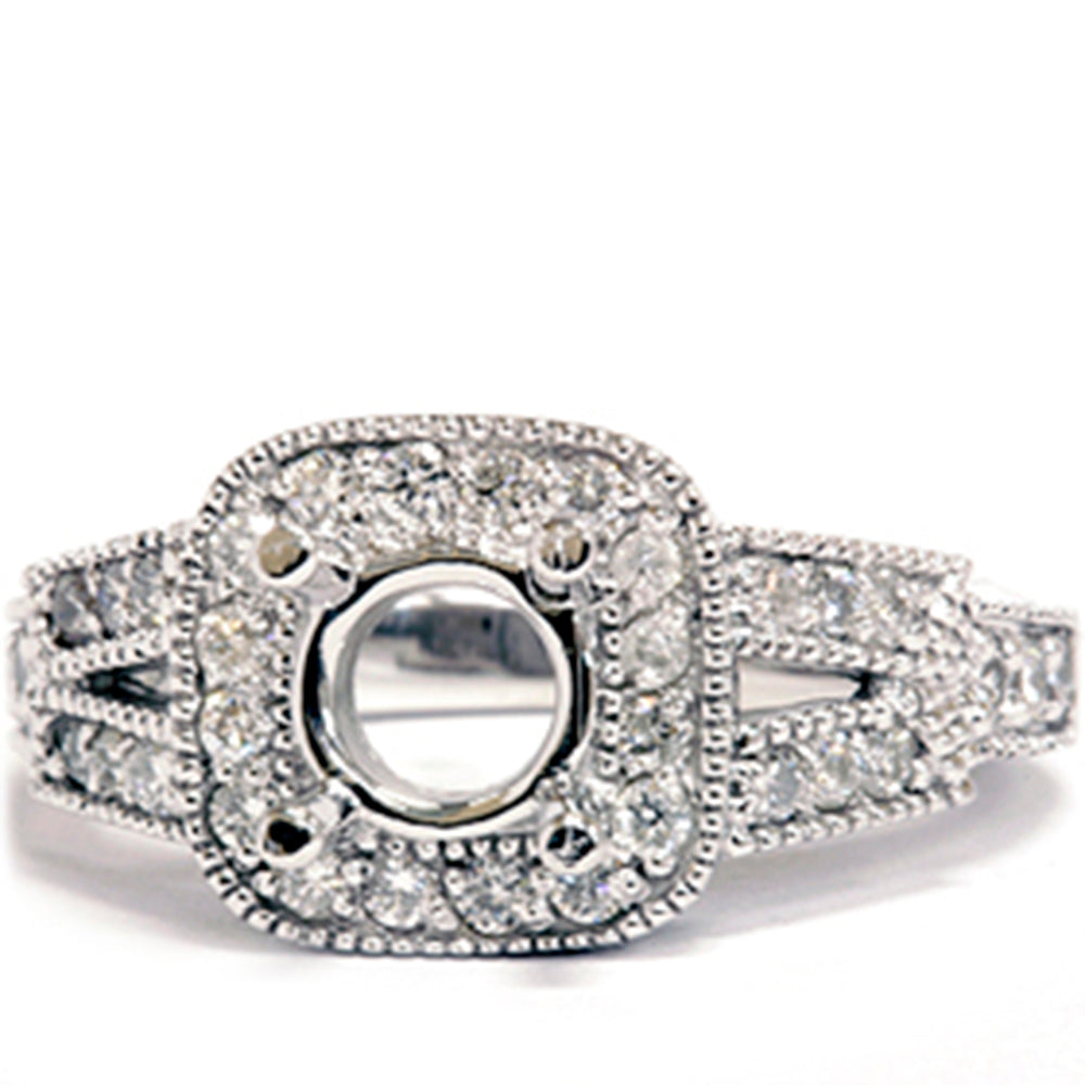1/2 CT Diamond Semi Mount Antique Engagement Setting