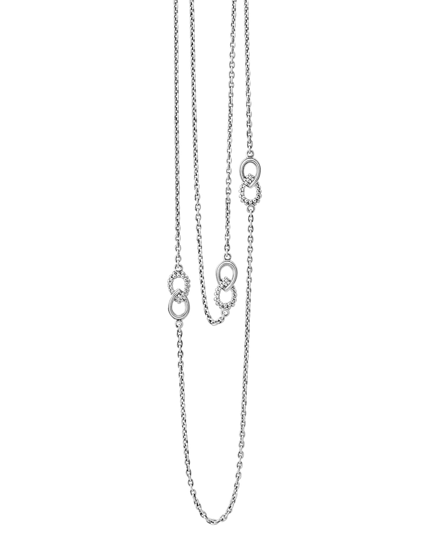 LAGOS Sterling Silver Signature Caviar Fluted Station Necklace, 32'