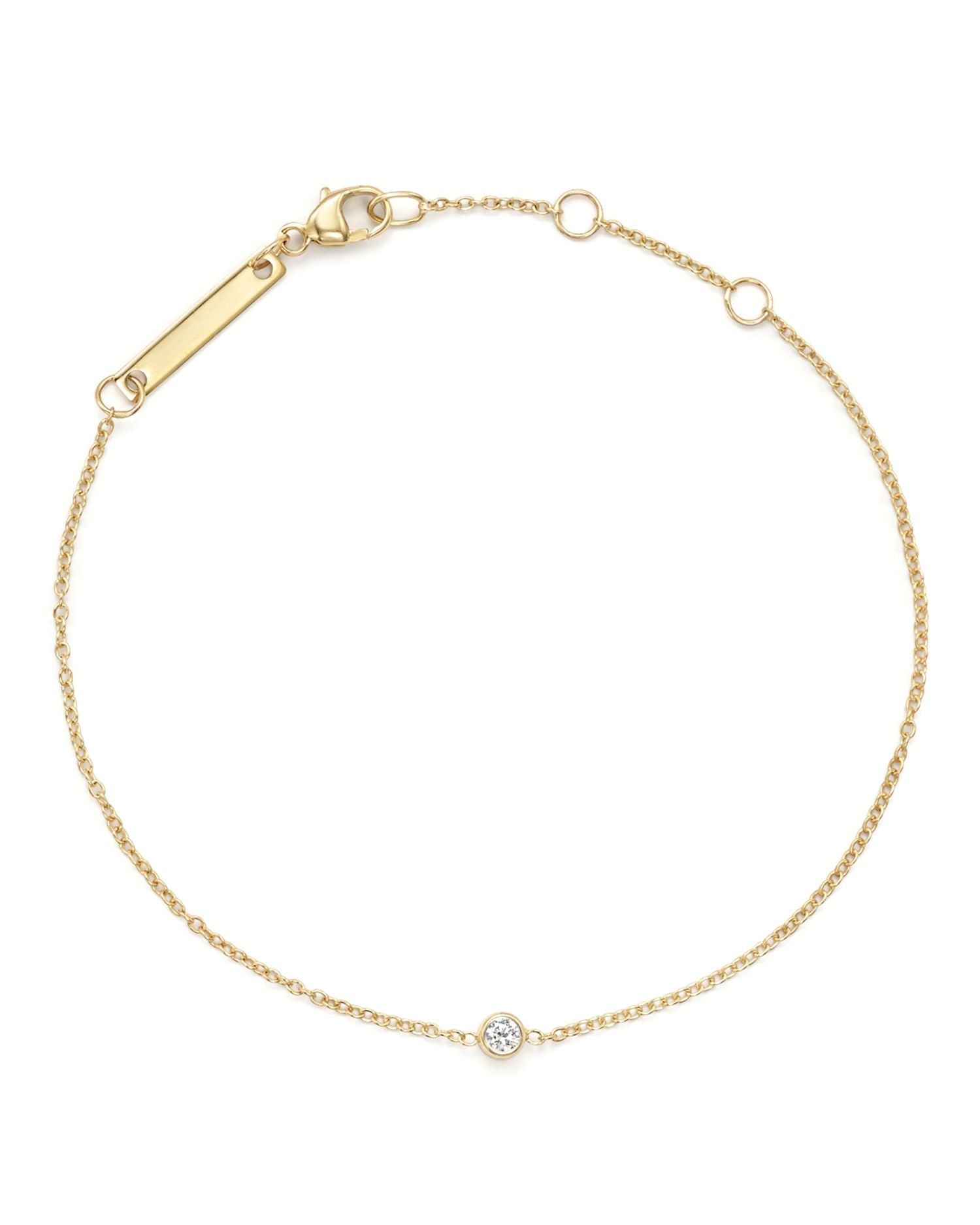 14K Yellow Gold Chain Bracelet with Bezel-Set Diamond