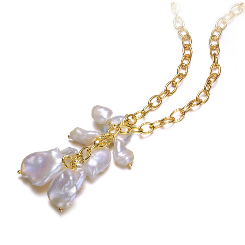 Sterling Silver Gold Plated Freshwater Pearl Drop Pendant Necklace