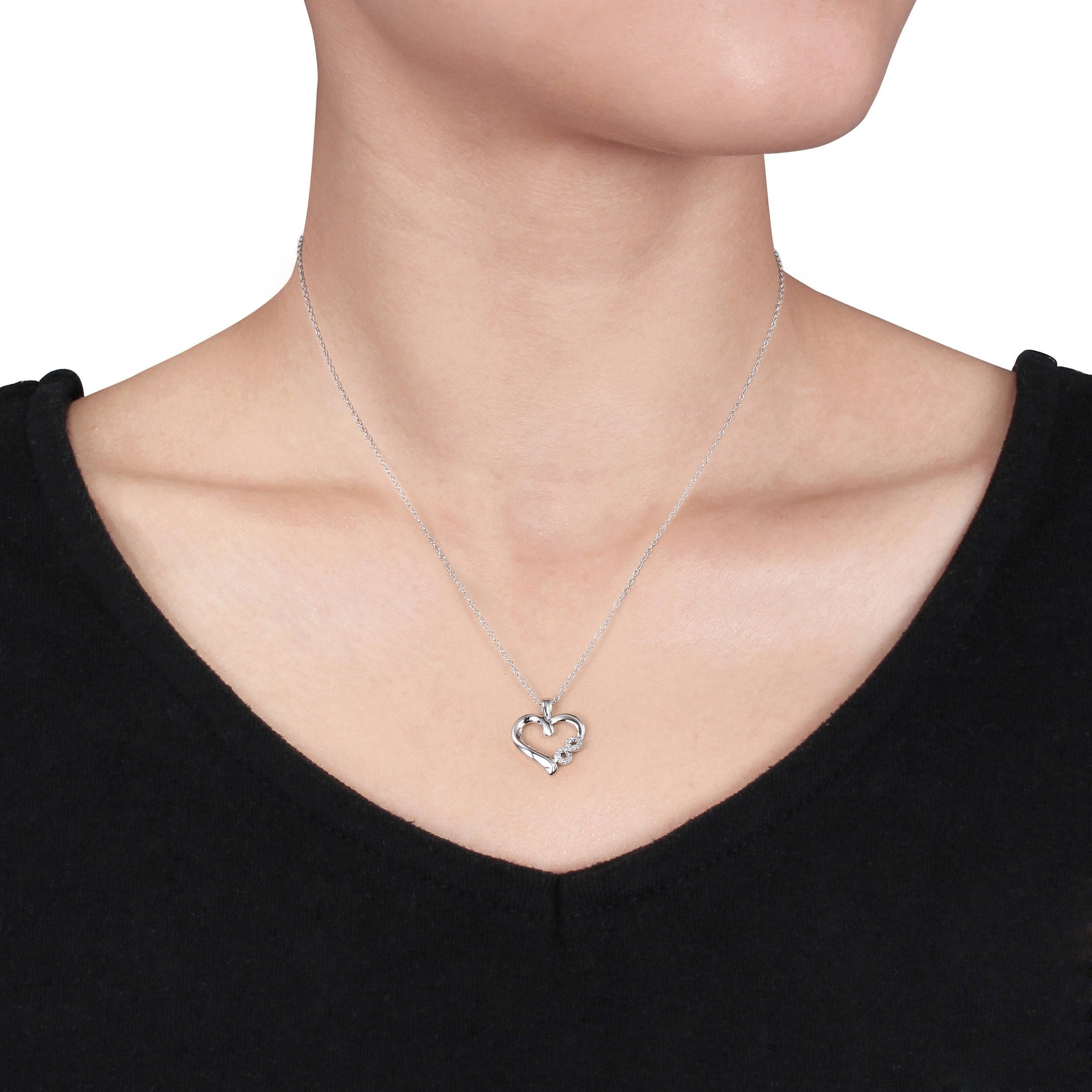 Diamond Infinity Heart Necklace in Sterling Silver
