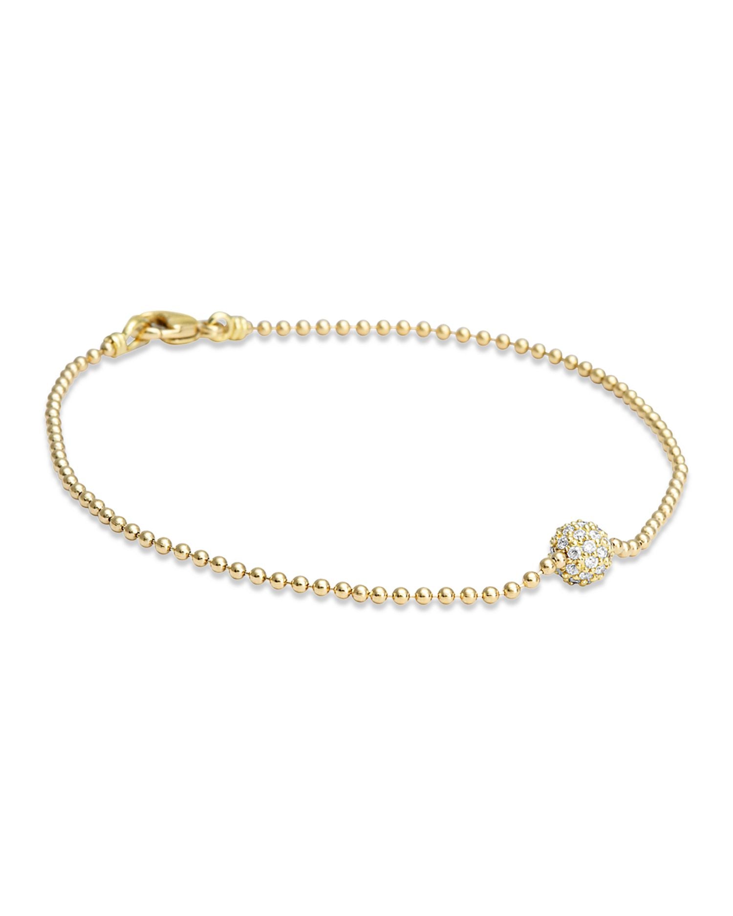 18K Gold Charm Bead Bracelet with Diamonds