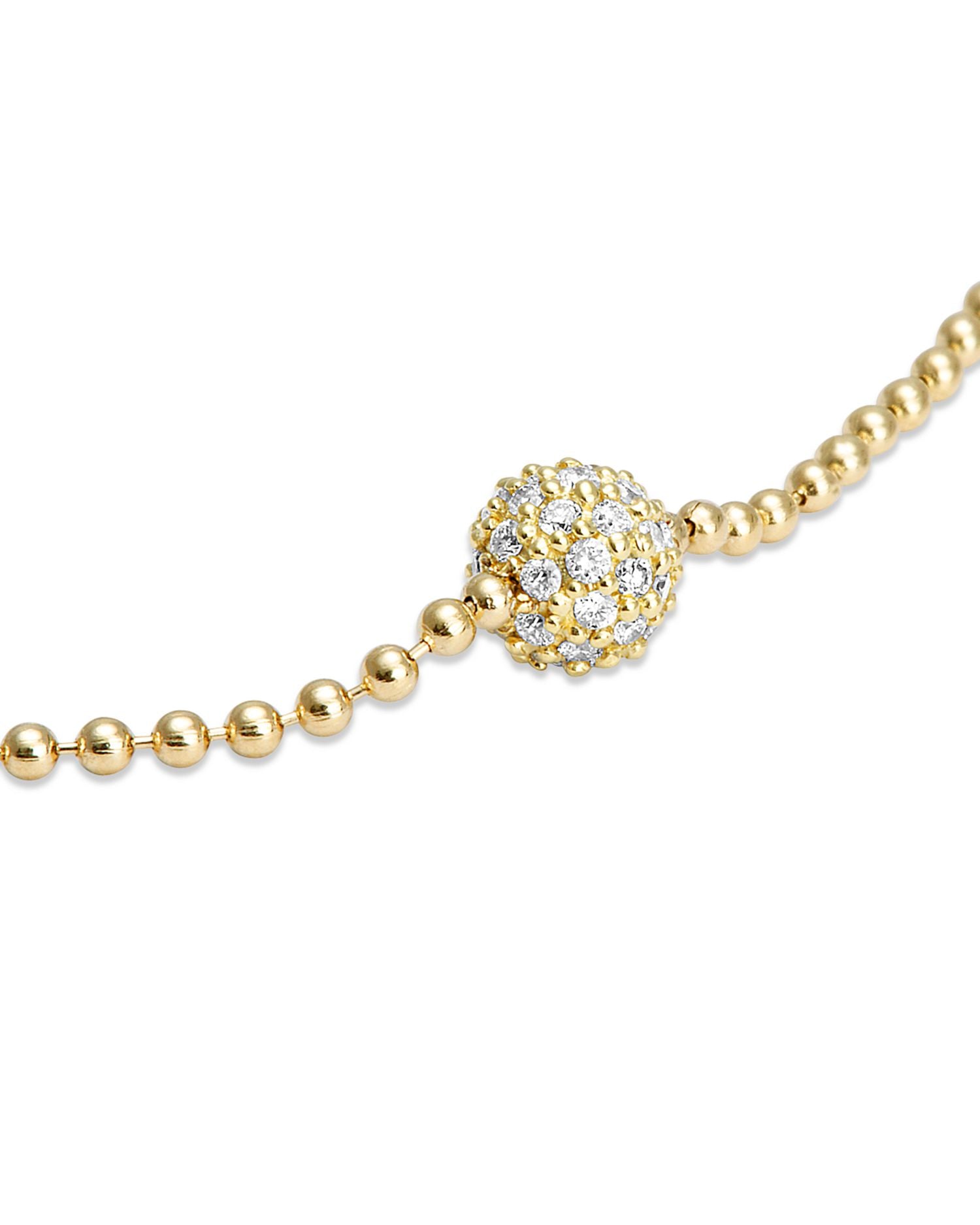 18K Gold Charm Bead Bracelet with Diamonds