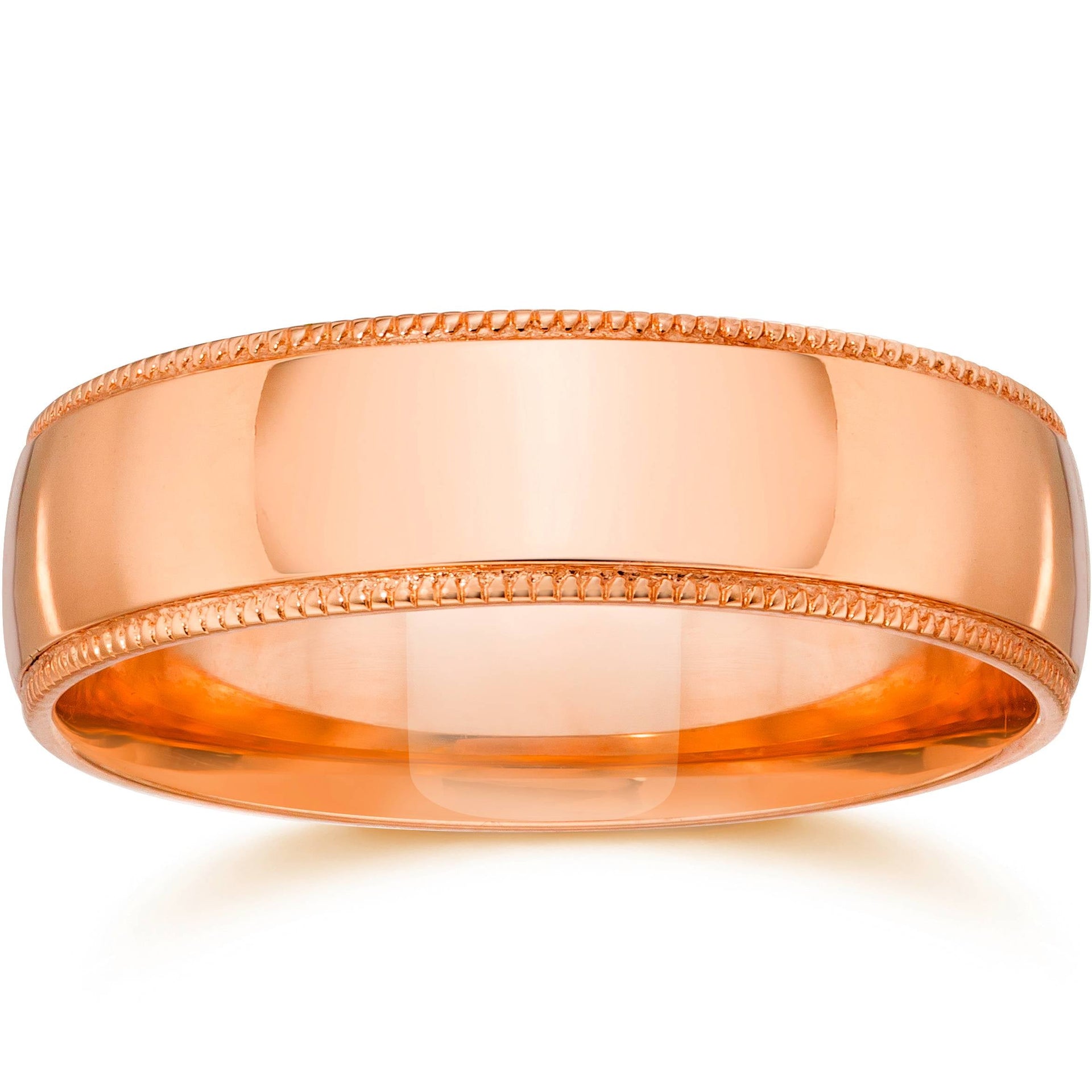 5mm Milgrain 14K Rose Gold Polished Wedding Band Size Selectable