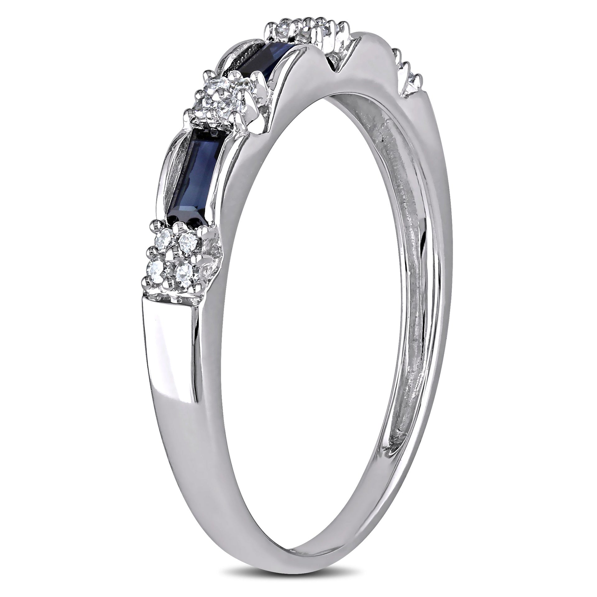 1/2 CT TGW Sapphire and Diamond Accent Eternity Ring in 10K White Gold