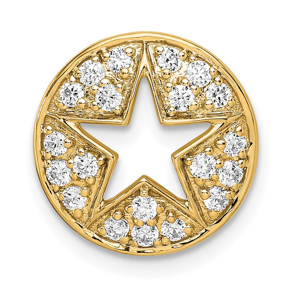 14k Yellow Gold Lab Grown Diamond Circle Cut-out Star Pendant (0.32ct VS G-H)