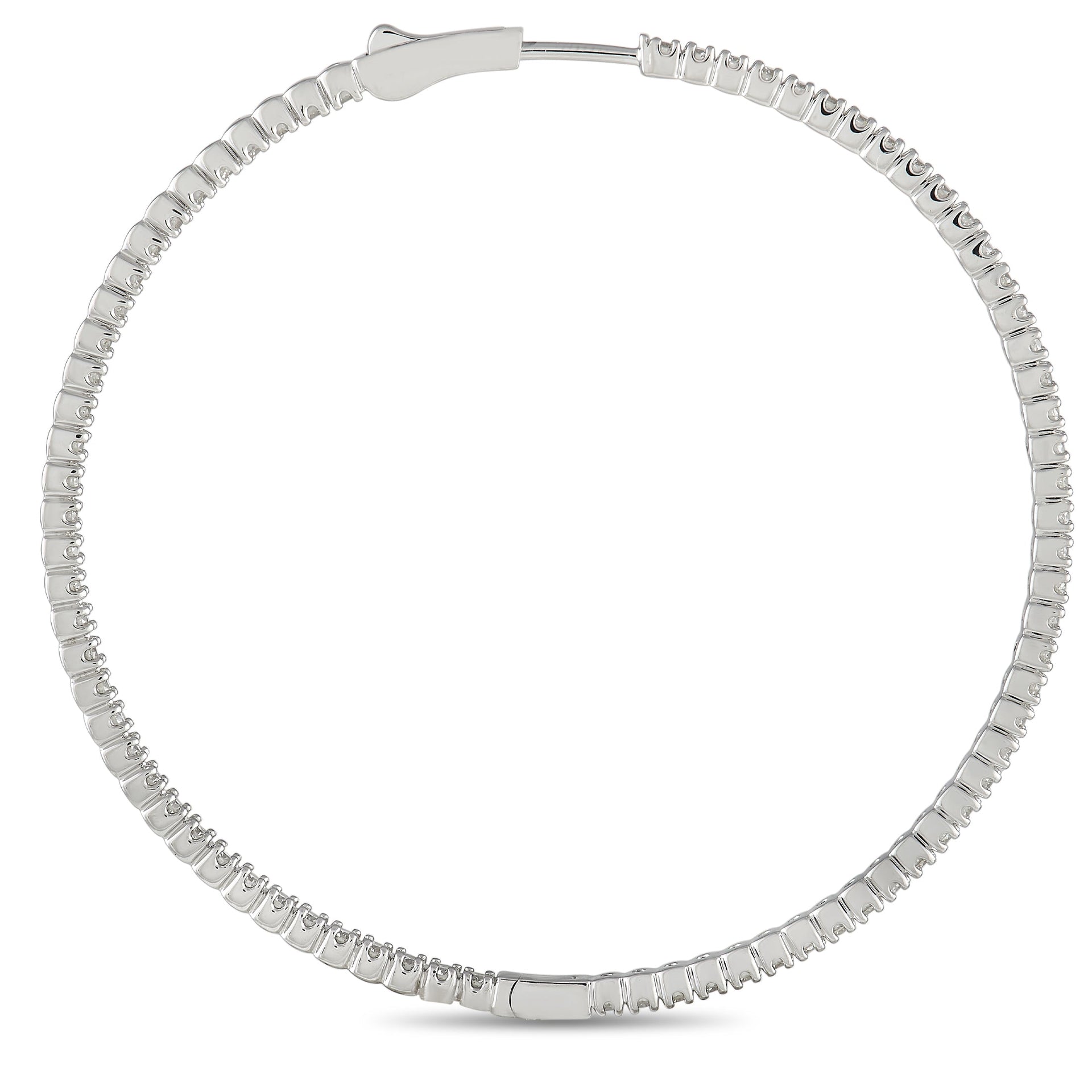 LB Exclusive 14K White Gold 3.74ct Diamond Inside-Out Hoop Earrings