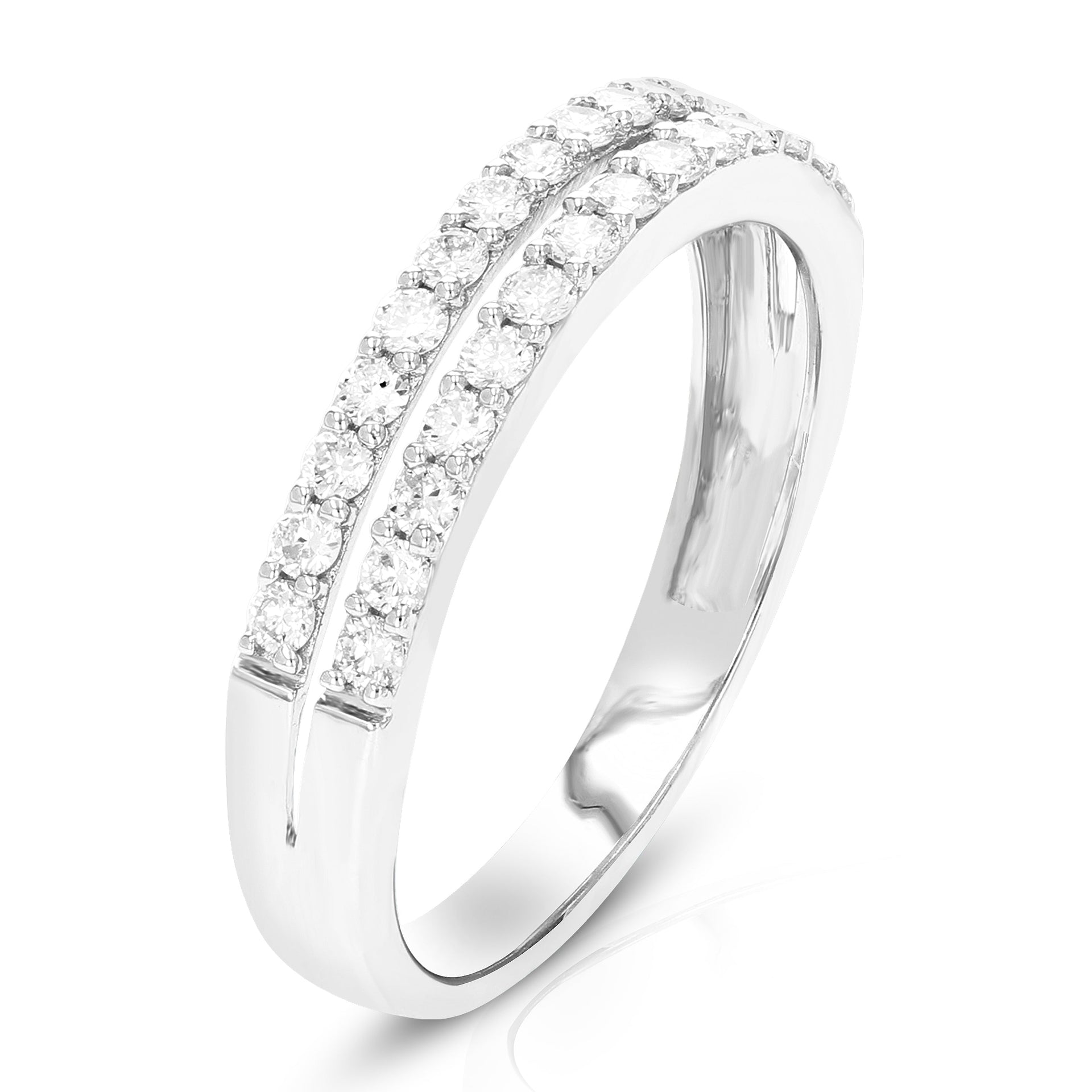 1/2 cttw 28 Stones Round Lab Grown Diamond Wedding Band .925 Sterling Silver Prong Set