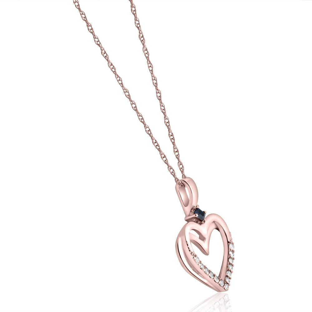 Diamond Sapphire Heart Pendant Yellow White or Rose Gold Designer Veronica Wu