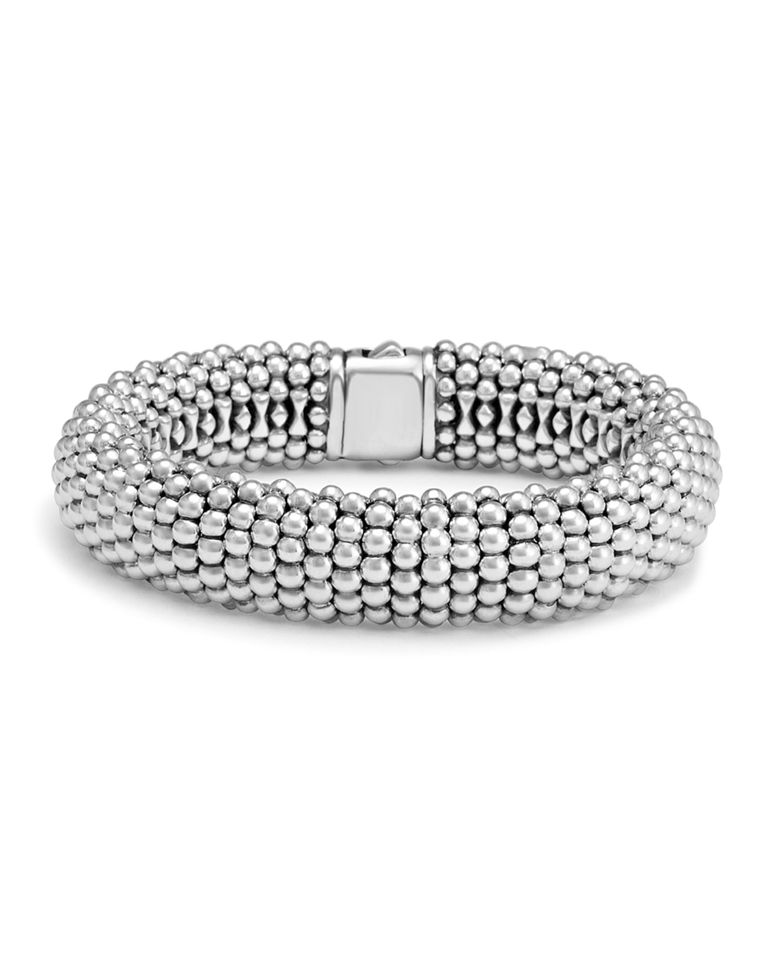 Sterling Silver Caviar Oval Link Bracelet