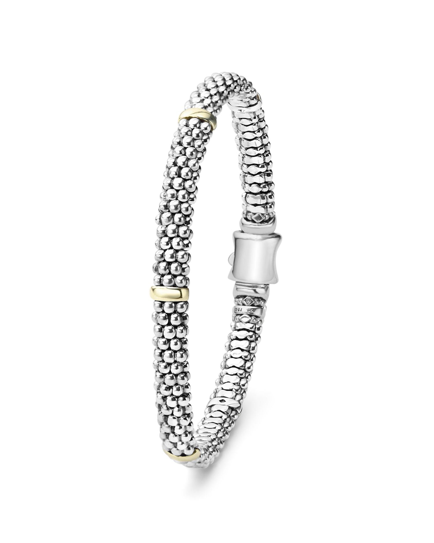 18K Yellow Gold and Sterling Silver Petite Oval Rope Bracelet