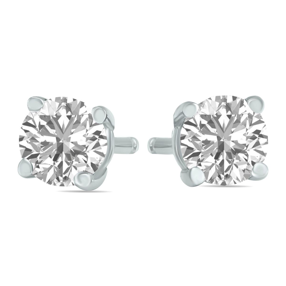 1/2 Carat TW Lab Grown Diamond Round Solitaire Stud Earrings In 14K White Gold