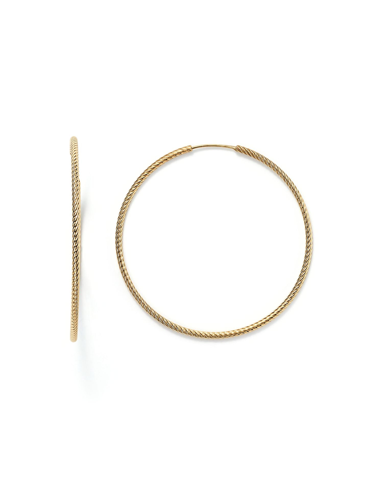 14K Yellow Gold Twisted Endless Hoop Earrings - Exclusive