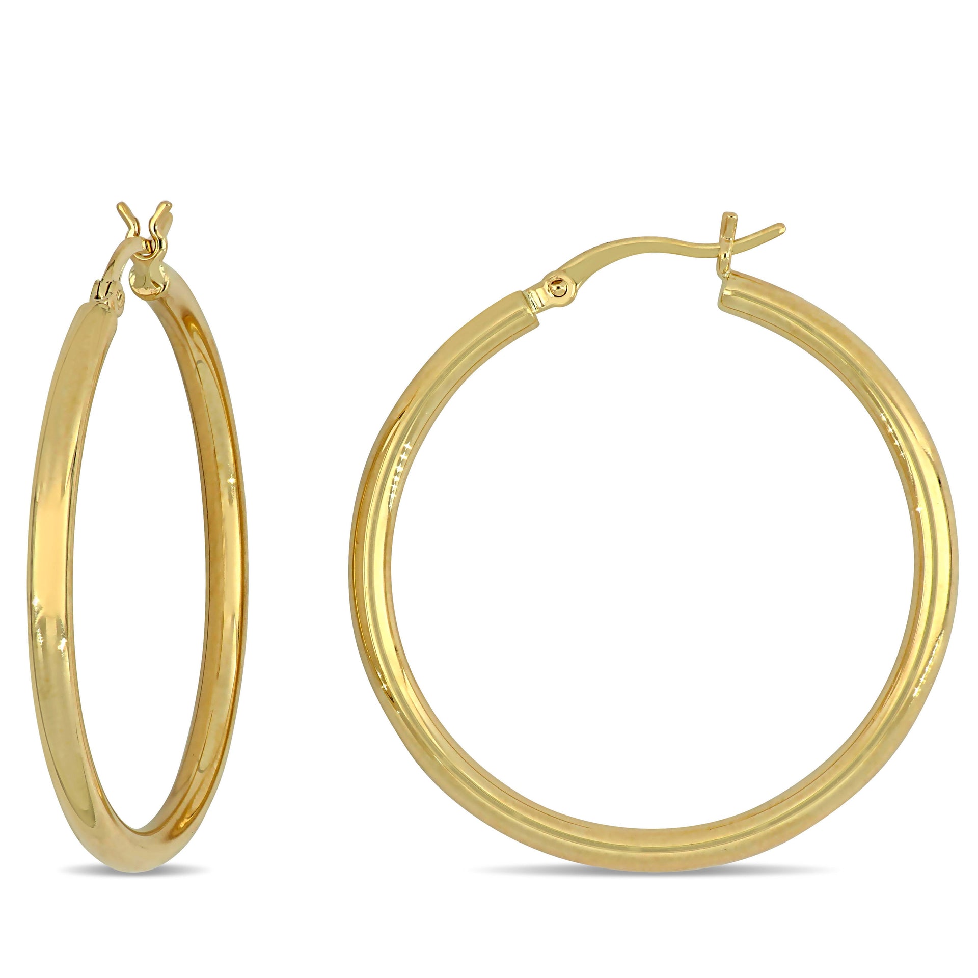 Mimi & Max 35mm Flat Hoop Earrings in 10k Yellow Gold