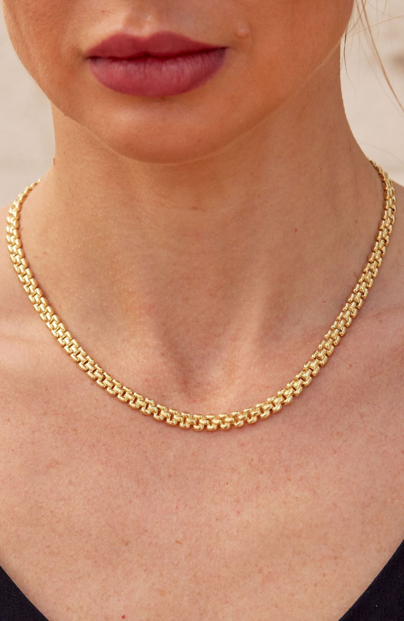 18K ITALIAN GOLD PLATED PANTHER LINK NECKLACE