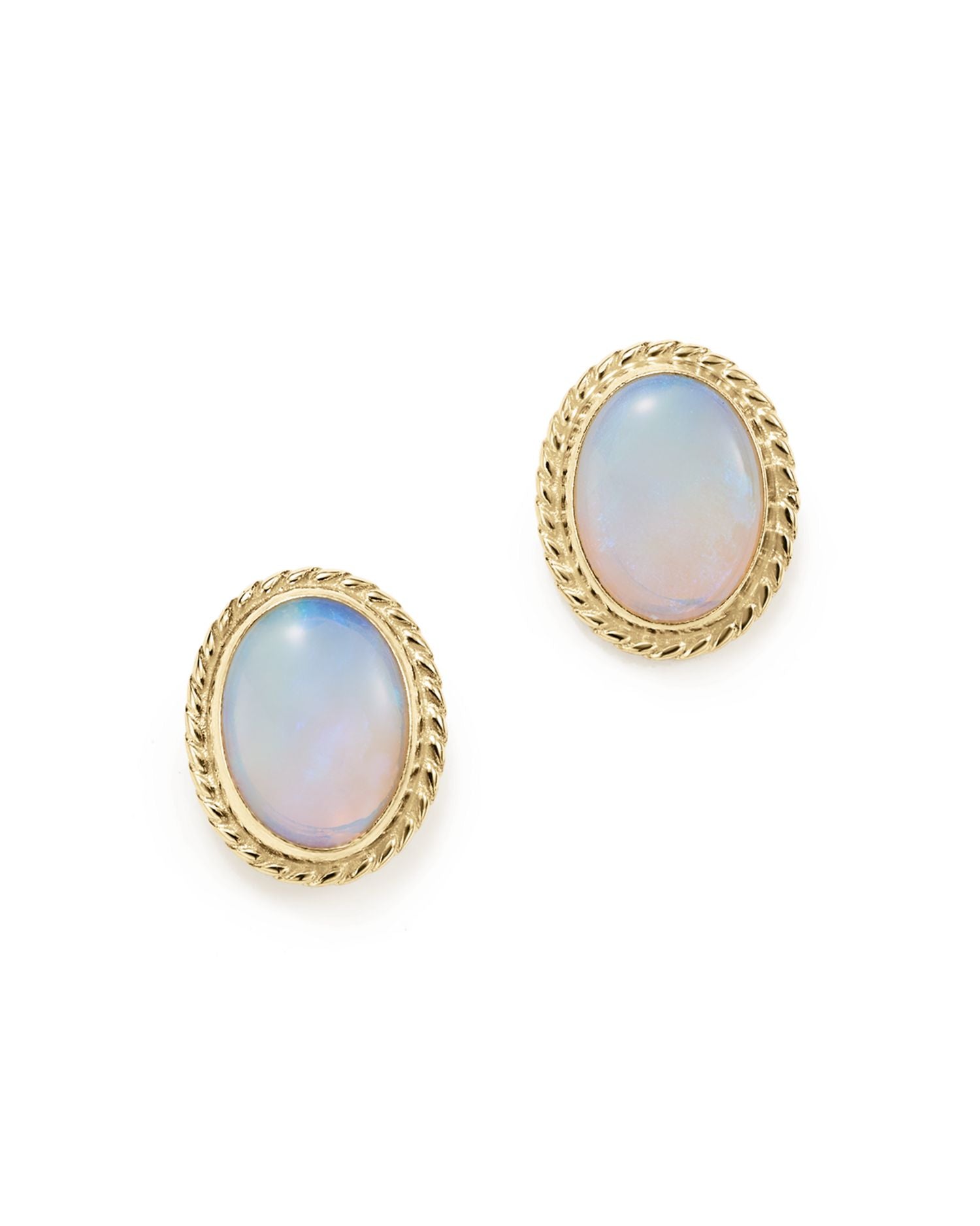 Opal Bezel Set Stud Earrings in 14K Yellow Gold - Exclusive