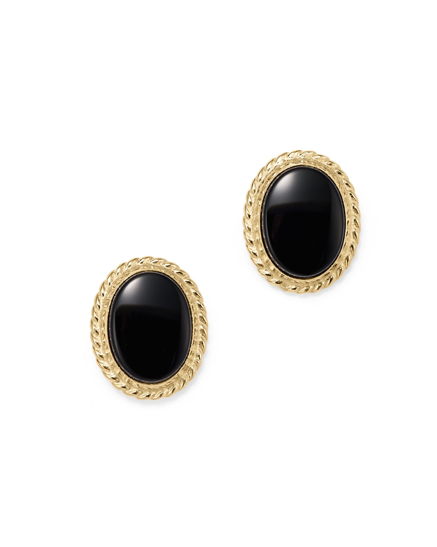 Onyx Bezel Set Stud Earrings in 14K Yellow Gold - Exclusive