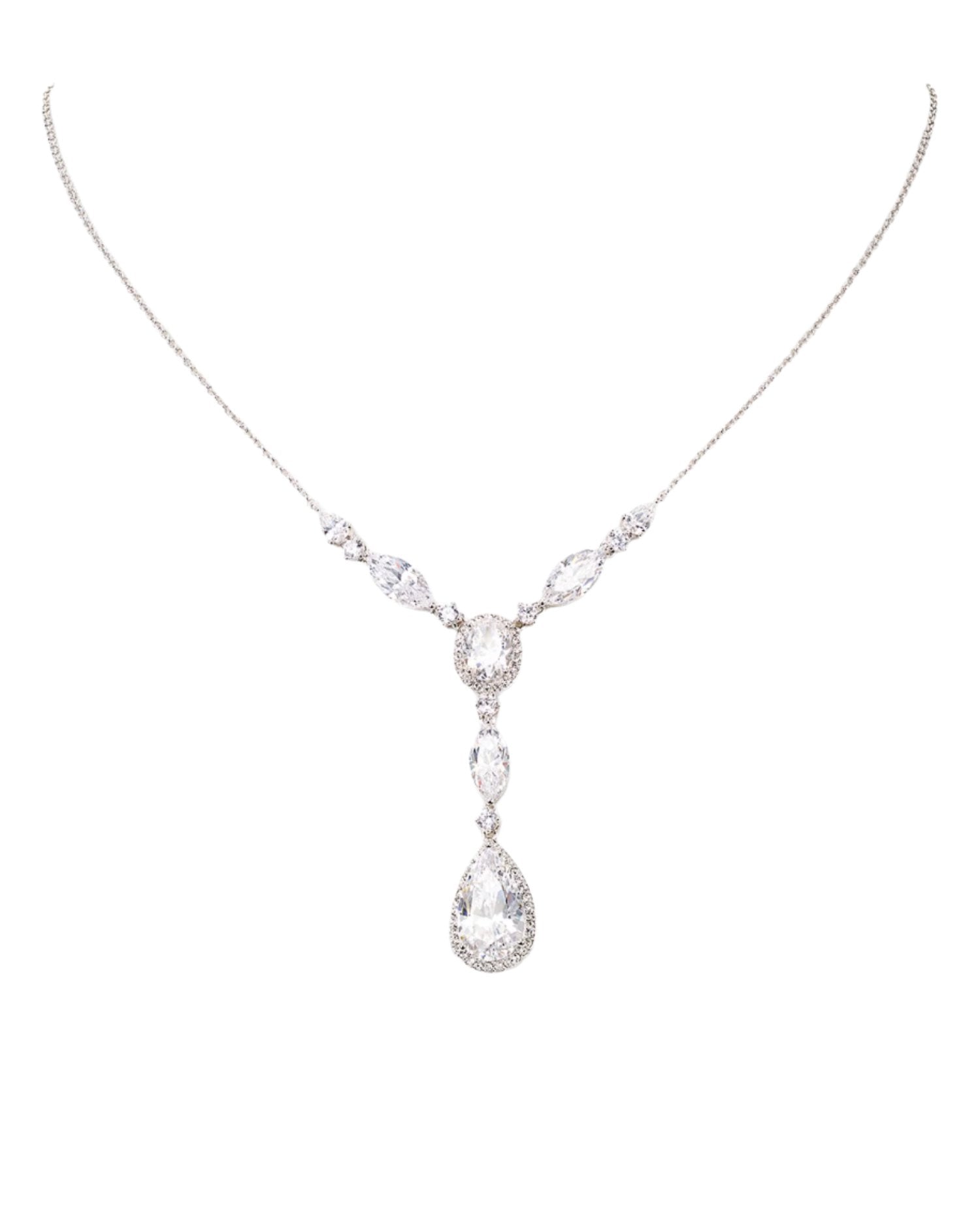 Pear Shaped Drop Lariat Necklace, 16"