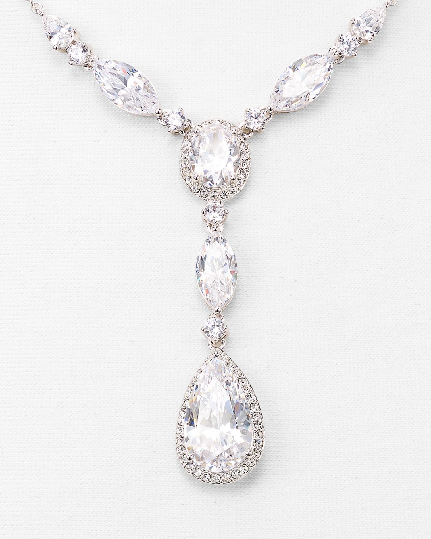 Pear Shaped Drop Lariat Necklace, 16"