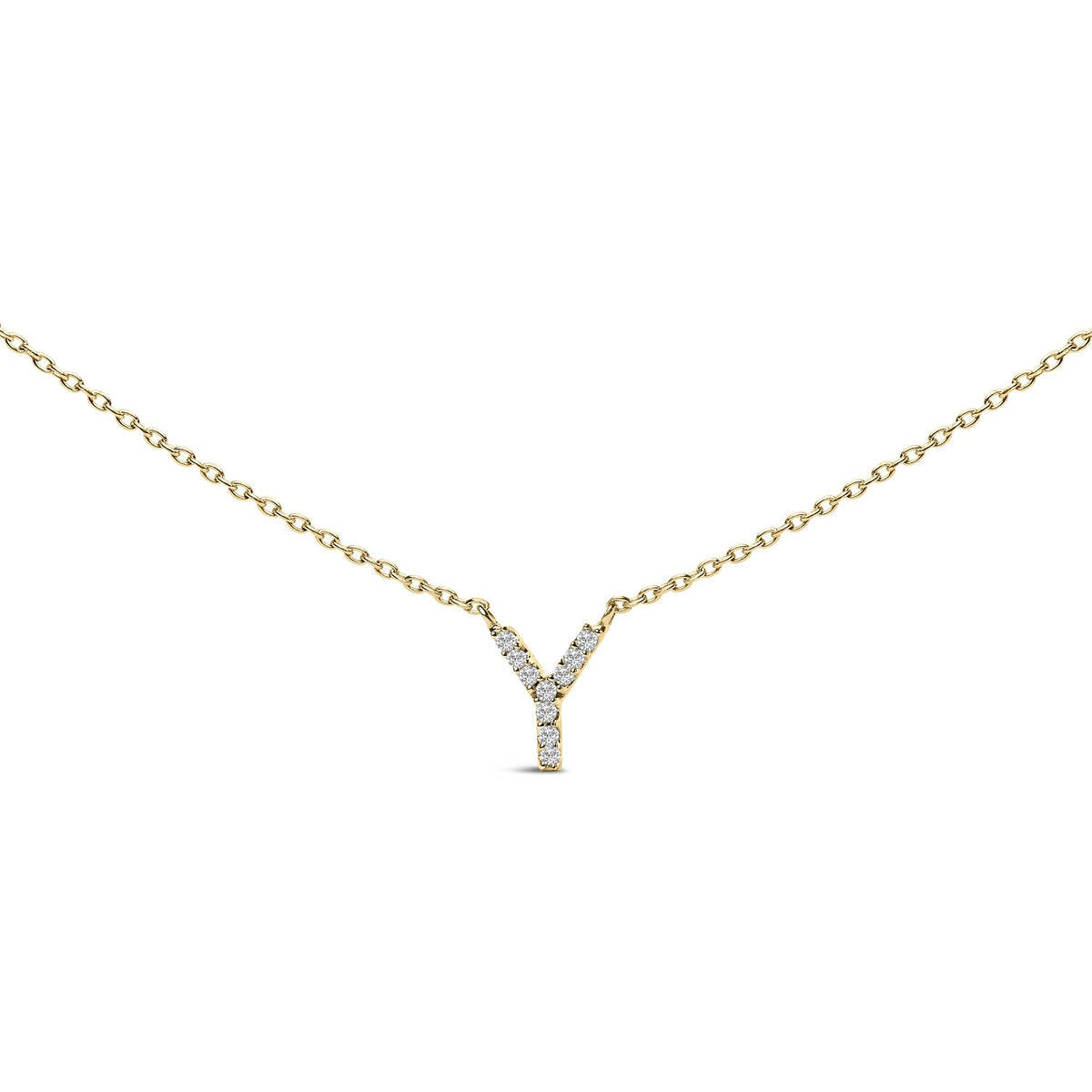 10K Yellow Gold Diamond Accent "A-Z" Block Initial Pendant Necklace