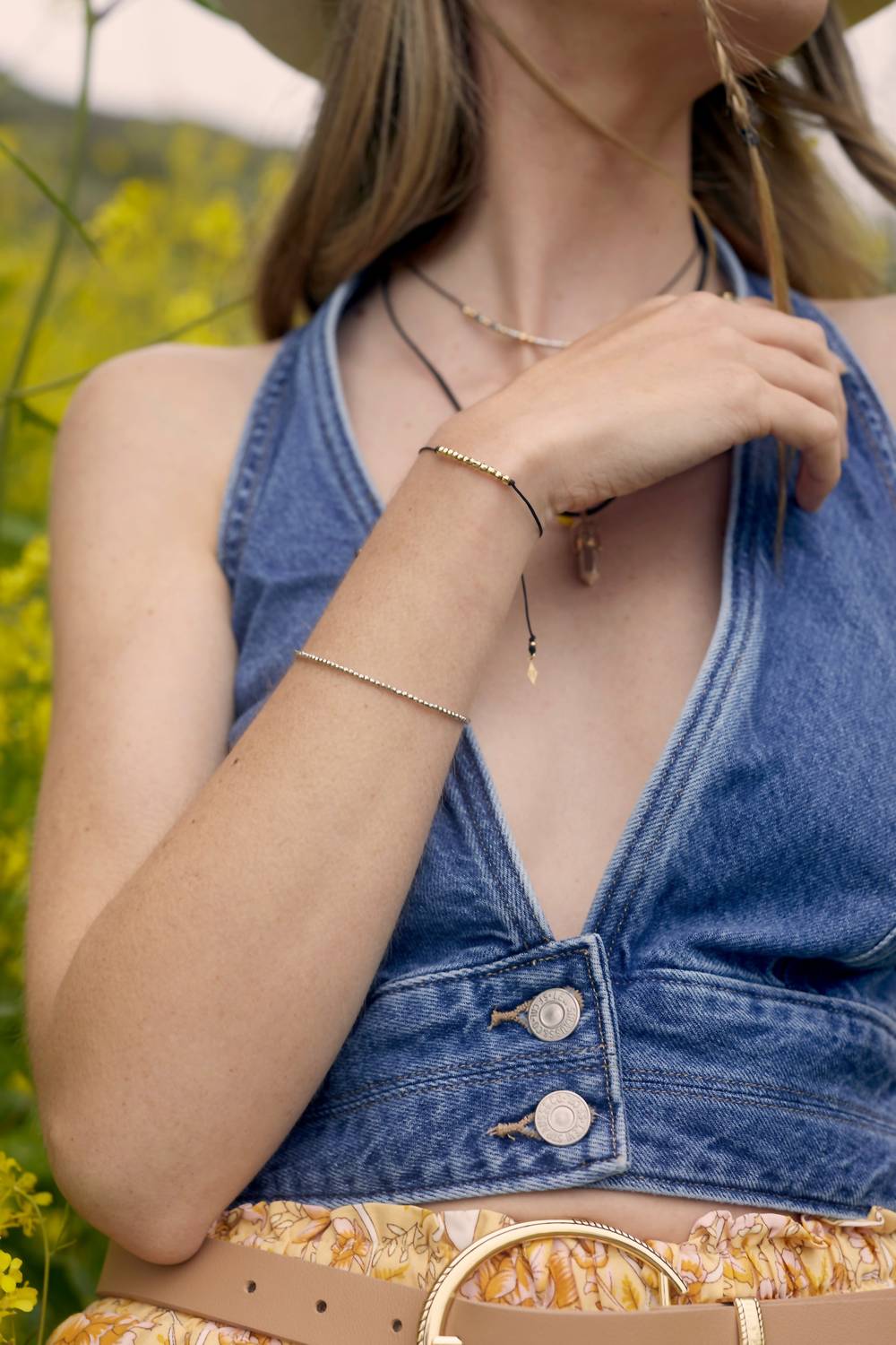 Women's Macrame Cord Bracelet in Gold