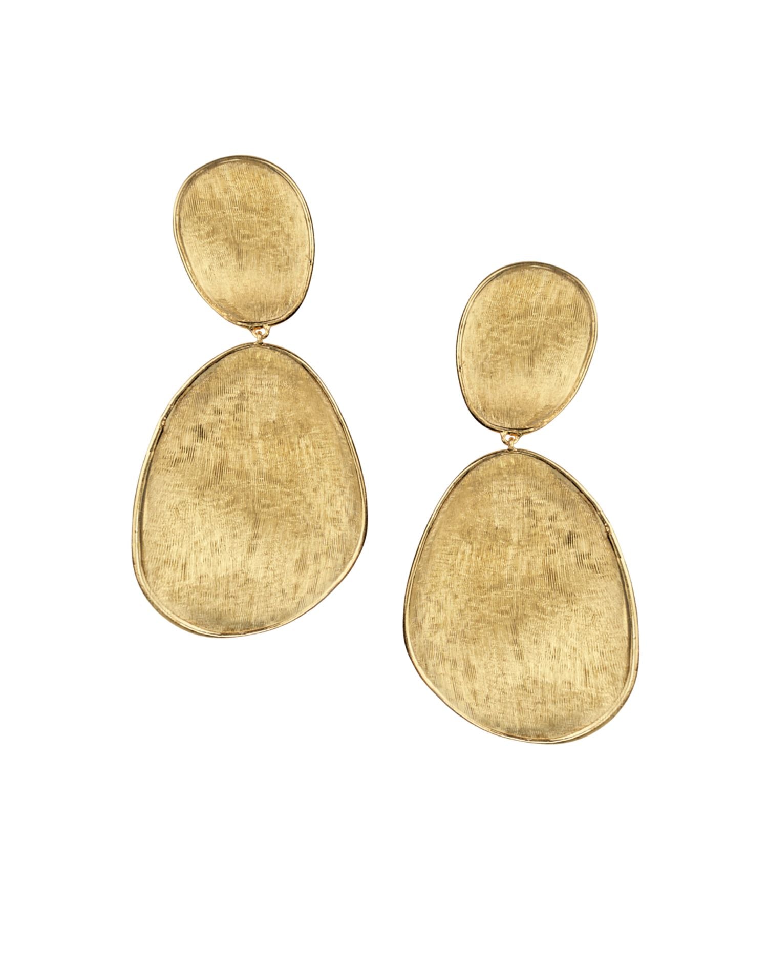 18K Yellow Gold Lunaria Two Drop Earrings