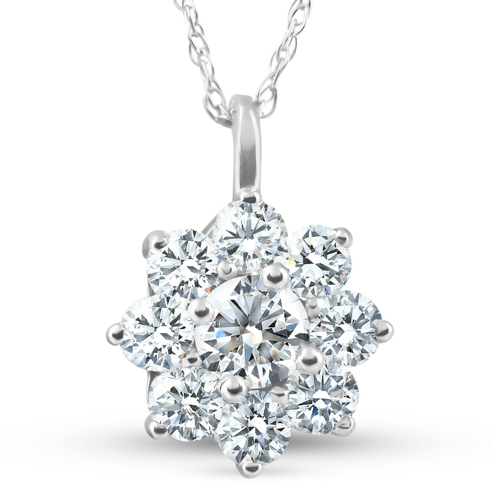 5/8 ct Diamond Halo Pendant White Gold 14k 18' Necklace