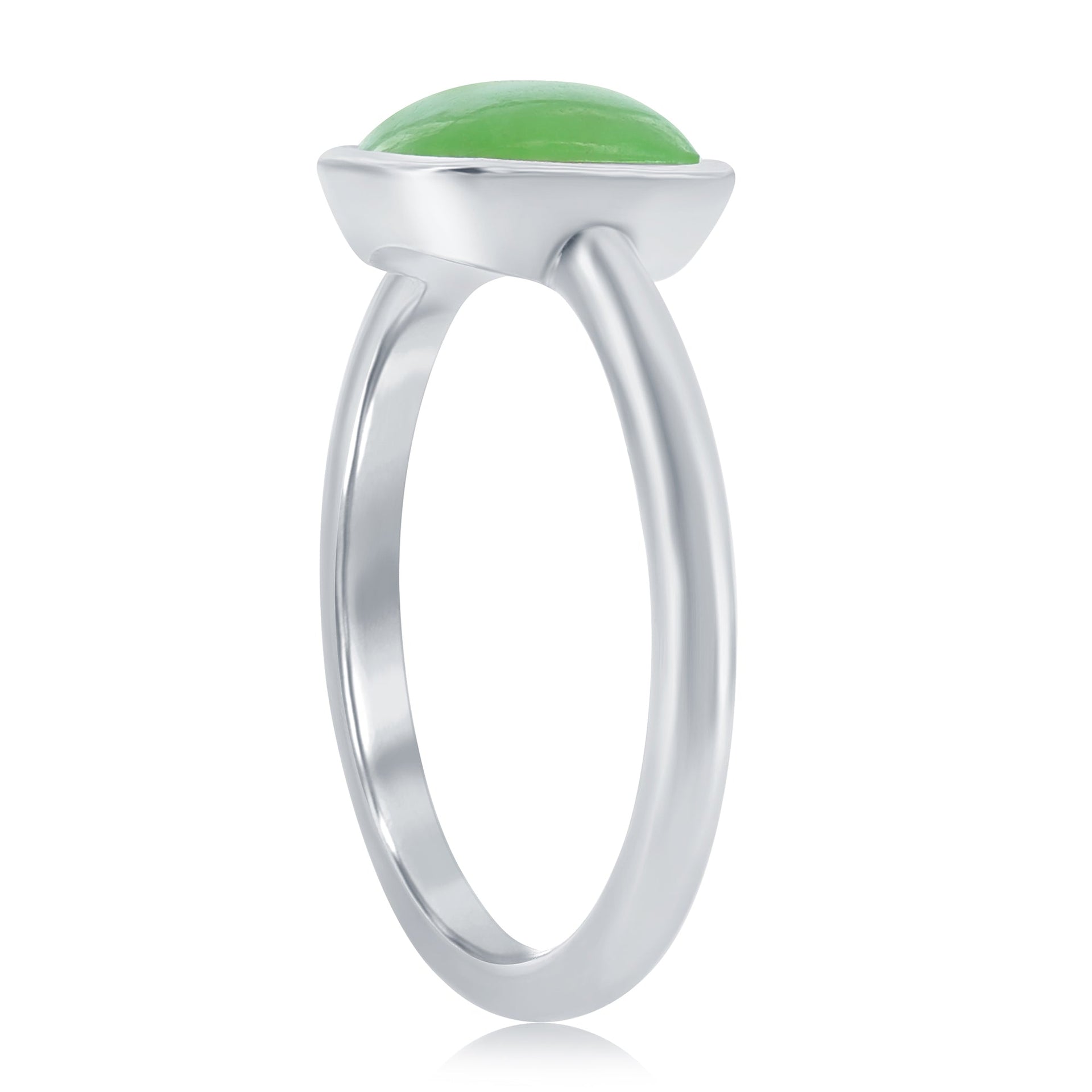 Sterling Silver 8mm Cushion Jade Ring