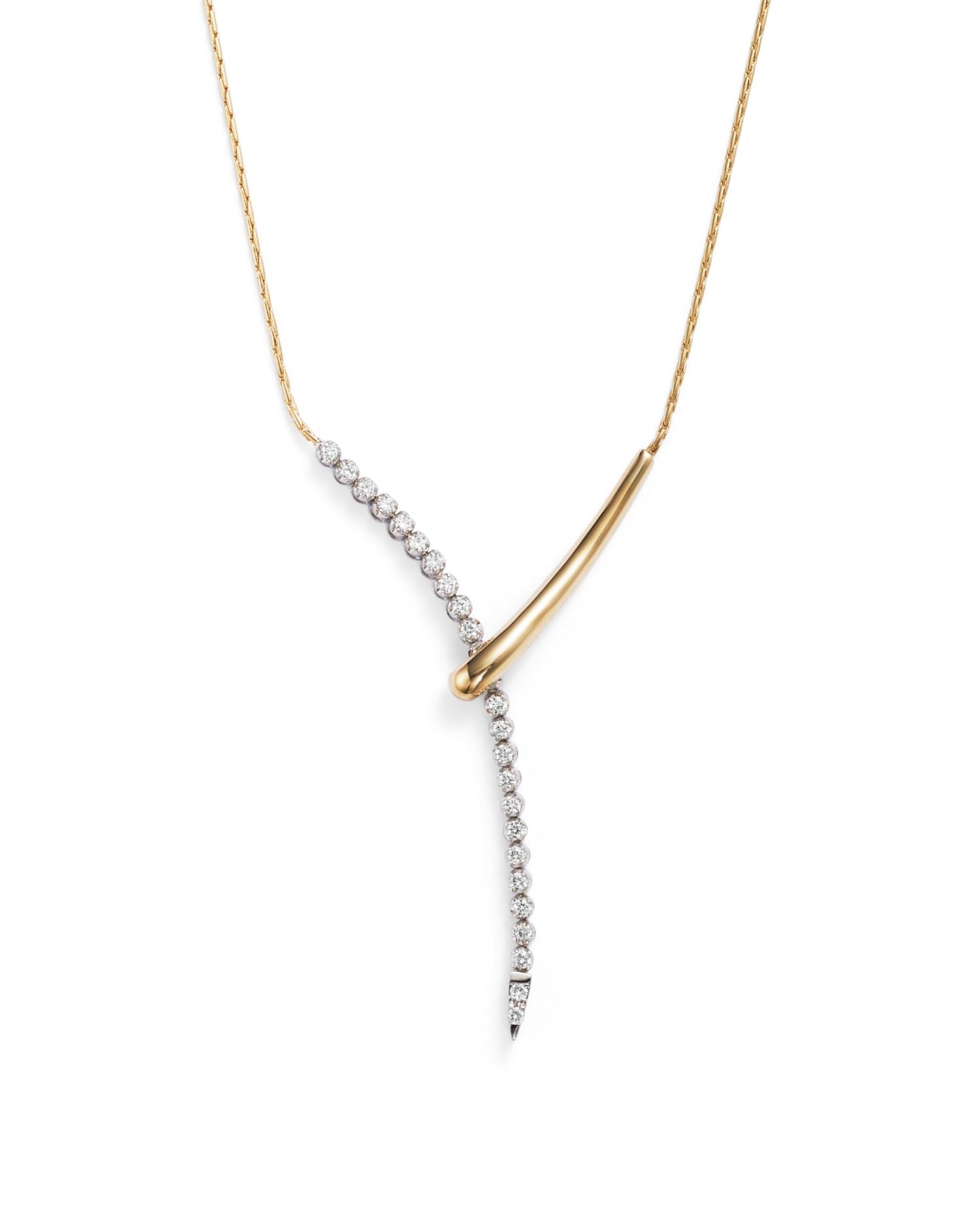 Diamond Y Necklace in 14K Yellow and White Gold, .50 ct. t.w. - Exclusive